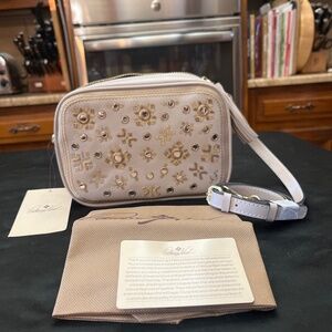 NWT Patricia Nash Real Leather Creamy Tan/Taupe Color Crossbody Bag.